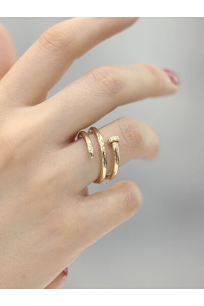ZEYNEPLİ GOLD 14 Ayar Altın Çift Sıra Çivi Yüzük
