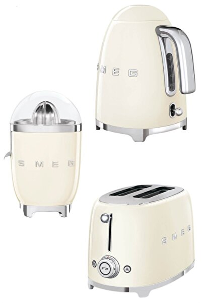 SMEG Krem Kettle Ekmek Kızartma Makinesi Ve Narenciye Sıkacağı Seti