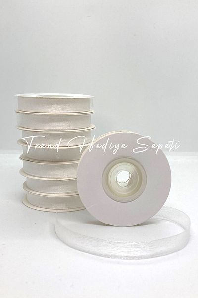 Trend Hediye Sepeti 22.5 Meters Transparent White Ribbon - Promise Engagement Gift, Wedding Candy and Dowry Chest