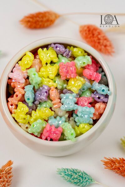 LANDOFACCESSORY 1. KALİTE RENKLİ AKRİLİK BONCUK - AYI BONCUK  - KOLYE,BİLEKLİ...