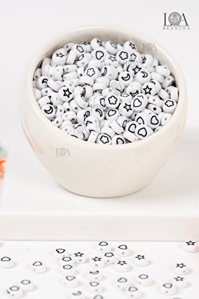 LANDOFACCESSORY 4x7 mm Quality Plastic Flat - Black Heart, Star, Daisy Access...
