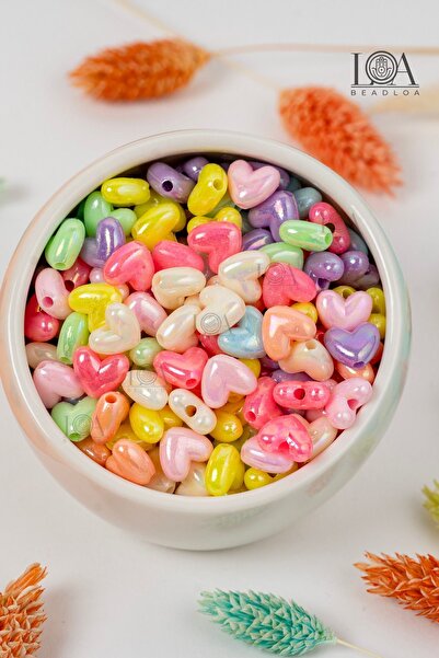 LANDOFACCESSORY 1. KALİTE RENKLİ AKRİLİK BONCUK - KALP BONCUK 4-KOLYE,BİLEKLİ...