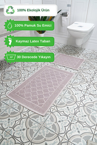 NikAr Home Pati 2'li Banyo Pamuk Paspas Seti, Kaymaz Taban, Şık Ve Dayanıklı ...