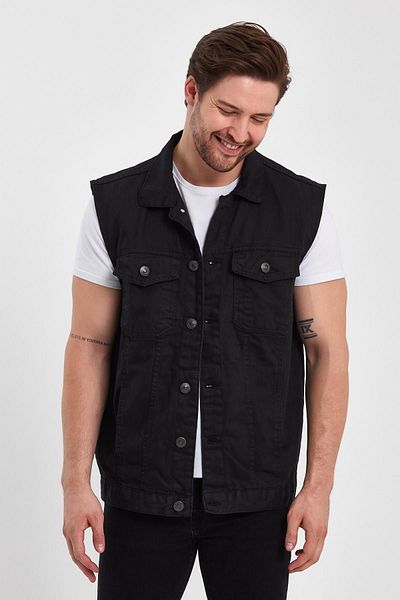 DAMGA JEANS Ανδρικό άνετο Jeanvibe Mold Τζιν Γιλέκο μαύρο
