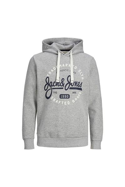 Jack & Jones Hooded Standard Pattern Light Grey-Melange Men's Sweat 12236178