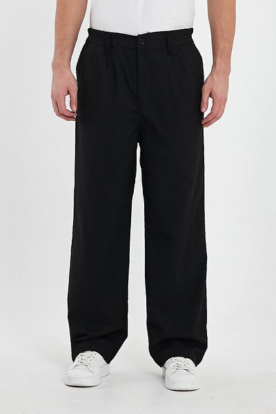 DAMGA JEANS Ανδρικό oversize ελαστικό φαρδύ μαύρο φαρδύ παντελόνι