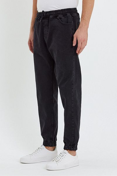 DAMGA JEANS Ανδρικό τζιν ψηλόμεσο ελαστικό μαύρο τζιν παντελόνι Jogger
