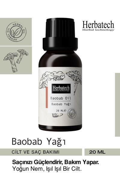 Herbatech Baobab Yağı 20ml Nemlendirici Yağ Saç Bakımı Cilt Bakımı Etkili