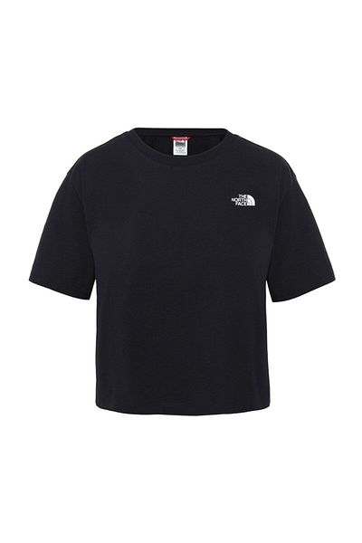THE NORTH FACE اقتصاص بسيط قبة المرأة طاقم الرقبة تي شيرت أسود