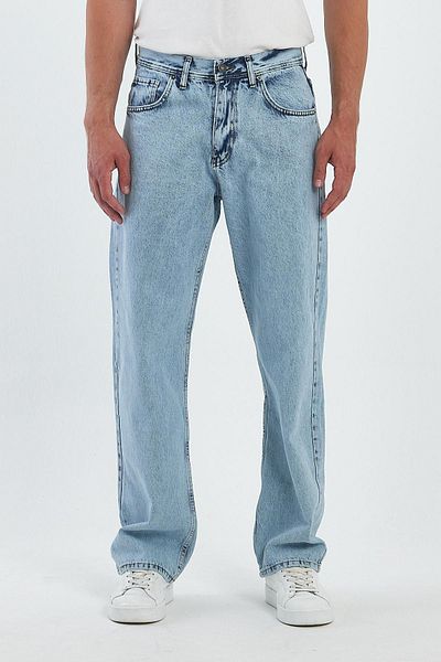 DAMGA JEANS Blugi largi pentru bărbați cu talie înaltă Ice Blue - Picior largi supradimensionat
