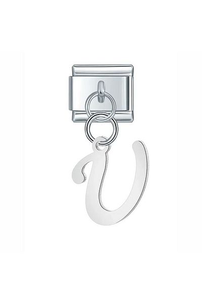 Naturel Tılsım 9mm Stainless Steel Letter ''U' Charm - Italian