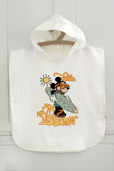 Tuğba Kuğu 2 Layer Muslin Poncho - Embroidered Summer Vibes
