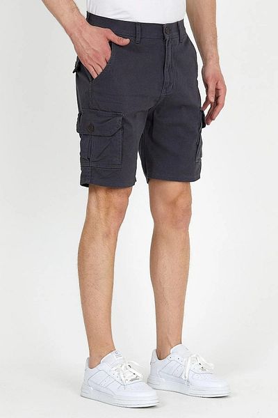 DAMGA JEANS Men's Slim Fit Cargo Pocket Capri Shorts Anthracite