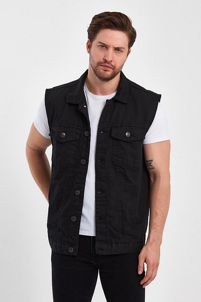 DAMGA JEANS Ανδρικό άνετο Jeanvibe Mold Τζιν Γιλέκο μαύρο