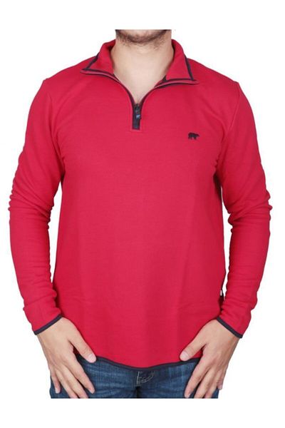 Bad Bear Men's Red Sweatshirt - Zip Collar, Backup Half-Zip, Model 21.02.12.029