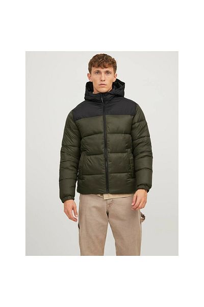 Jack & Jones Jack&amp;jones Toby Puffer Hood Sn Palton verde cu glugă pentru bărbați