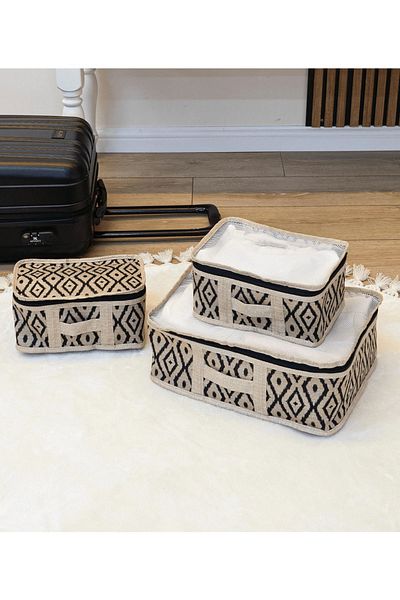 Pazar Kapısı BOHE 3-Piece Suitcase Organizer Travel Bag Organizer