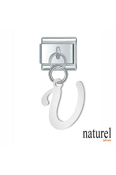 Naturel Tılsım 9mm Stainless Steel Letter ''U' Charm - Italian