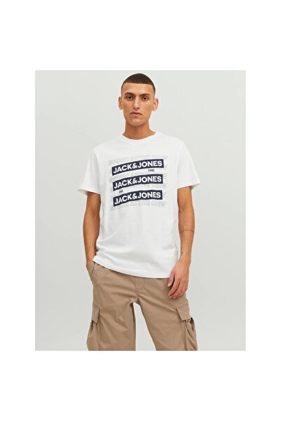 Jack & Jones Ανδρικό μπλουζάκι Jack&Jones Spirit Logo με λευκό λαιμόκοψη