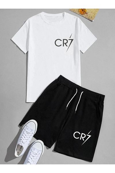 aynewmoda CR7 Printed Oversized Top and Bottom Set - 100% Cotton
