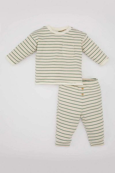 DeFacto Striped Long Sleeve Camisole T-Shirt and Ribbed 2-Piece Set for Baby Boy - B7675A524Sp