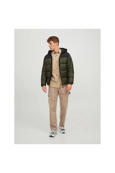 Jack & Jones Jack&amp;jones Toby Puffer Hood Sn Palton verde cu glugă pentru bărbați