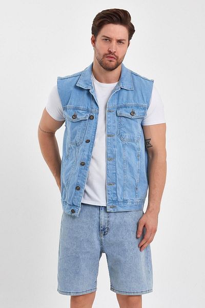 DAMGA JEANS Мъжка удобна дънкова жилетка Jeanvibe Mold Ice Blue