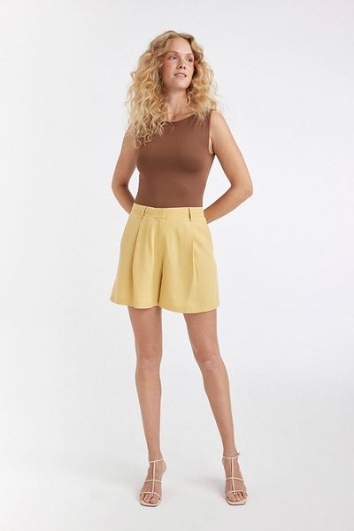 DeFacto Linen Blended High Waist Short Leg Shorts - C3829AX24HS