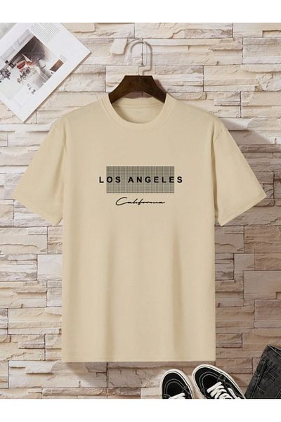 AFROGİYİM Ανδρικό μπλουζάκι με στάμπα Los Angeles California