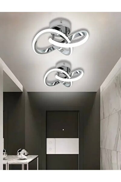 Buiva Modern Avize Tavana Sıfır Plafonyer 6500K Buz Beyazı Led Avize Krom Gövde 1 adet