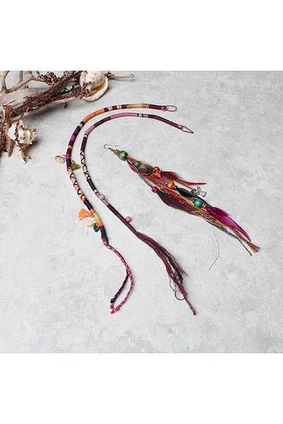 FUNGI Hair Rope And Feather Earrings
