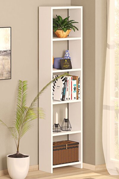 Cosargroup 6 Raflı 40 Cm Dekoratif Kitaplık Ceviz Kitaplık Ofis Kitaplığı Dolap Evrak Rafı Ev Rafı Kitap Rafı