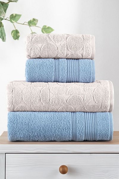 Mürdüm Home Σετ πετσετών μπάνιου 100% βαμβακερό 4 τεμαχίων - Σετ μπάνιου