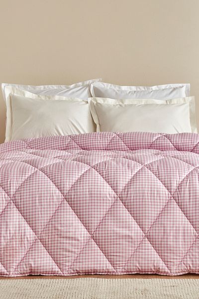 Sarah Anderson Grimes Lilac Double Quilt - Checkered Design