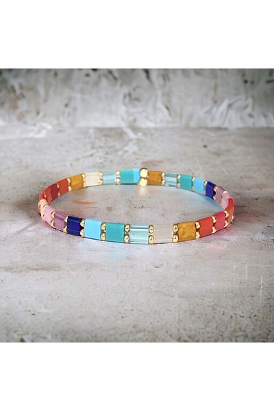 NAZLI TAKILAR Summer Colorful Tila Bracelet - Miyuki Bead Detail