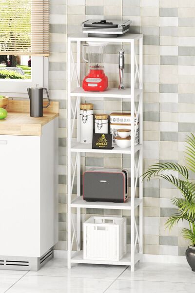 Cosargroup Metal Mutfak Rafı Malzeme Dolabı 5 Raflı Mikrodalga Fırın Rafı Çok Amaçlı Dolap Raf 150cm BXB