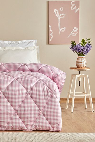 Sarah Anderson Grimes Lilac Double Quilt - Checkered Design