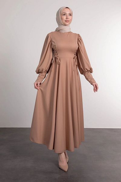 ENKA BUTİK Waist Two Side Length Lace up Hijab Dress