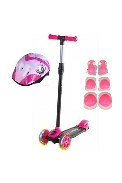 Cool Wheels 3-Wheel Height Adjustable Twist Child Scooter with LED Lights (Ages +3) Includes Helmet and Knee Pads
