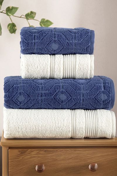 Mürdüm Home Σετ πετσετών μπάνιου 100% βαμβακερό 4 τεμαχίων - Σετ μπάνιου