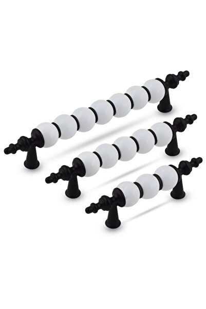 Asil Metal Polimer Boncuk Lüks Modern Dolap Çekmece Kulpları (2 Adet ) 160 Mm Siyah Boncuk