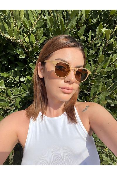 MACERATİ Vintage Oval Honey Sunglasses