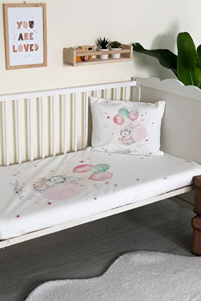 Evmila Balloon and Rabbit Patterned Velvet Decorative Baby & Kids Bedspread