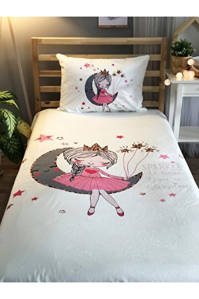 Evmila Beyaz Zemin Ayda Oturan Kız Dekorafit Örtü 18