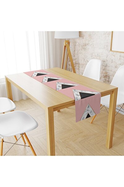 Lolla Evmila Velvet Fabric Pink Floor Marble Runnur Model 1391