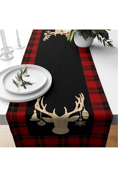 Evmila New Year's Special Velvet Runner with Deer Lettering