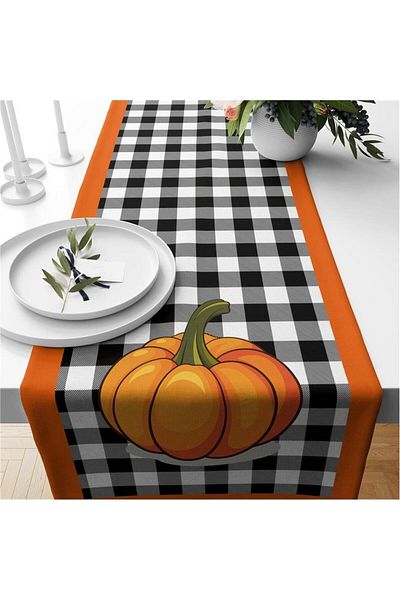 Evmila Pumpkin Patterned Autumn Runner