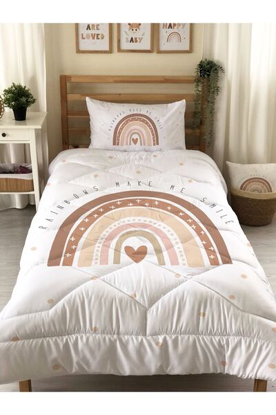Evmila Gökkuşağı Desenli Kapitone Yorgan,dekoratif Yatak Örtüsü