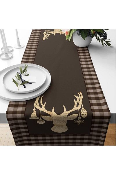 Evmila New Year's Special Velvet Runner with Deer Pattern