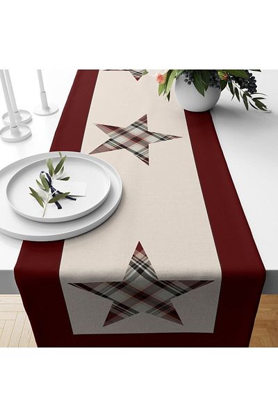 Evmila Runner din catifea cu model de stele